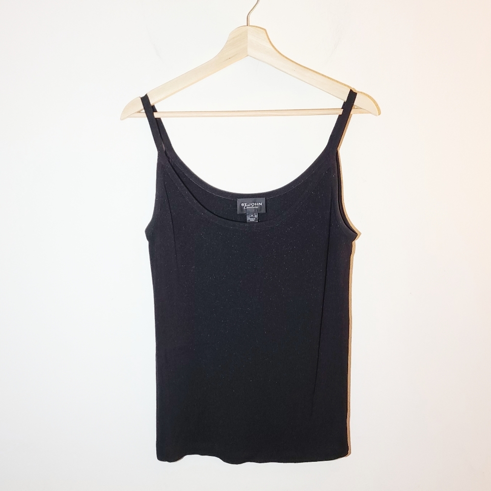 St John Couture Ribbed Knit Sparkle Tank